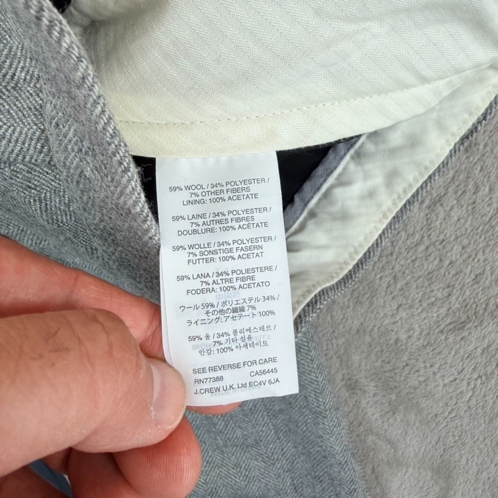 J.Crew Bowery Herringbone Wool Blend Dress Pants in‎ Grey Men 30x29 Classic Fit - Picture 10 of 11